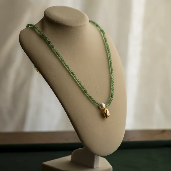 The Abigail, natural aventurine with a gold shell charm